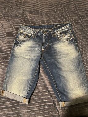 Philipp Plein Men's Relaxed Denim Shorts in Faded Blue